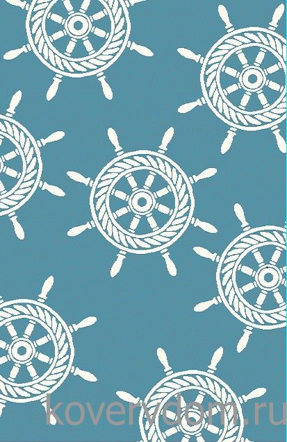 Ковер МОРСКОЙ со ШТУРВАЛОМ лазурный 